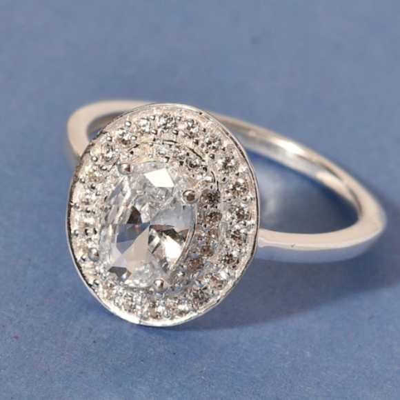 Jewelry - HALO WHITE SAPPHIRE RING IN SOLID STERLING SILVER